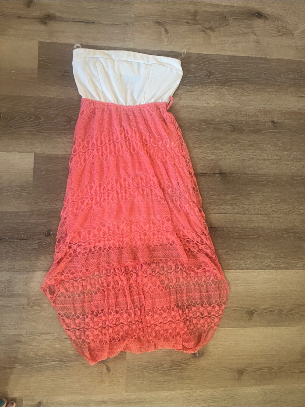 Rue21 Strapless high low Dress with Coral Lace Skirt